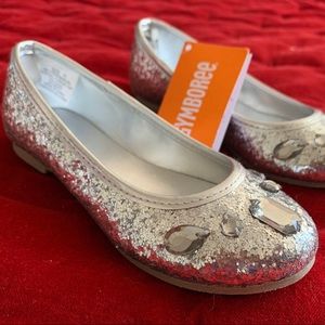 Gymboree silver glitter shoes girl 11 NWT